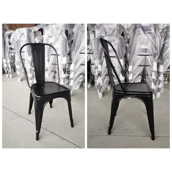 Chaise de salle à manger en métal empilable pour le ménage Chaises de bistrot en métal orange vintage