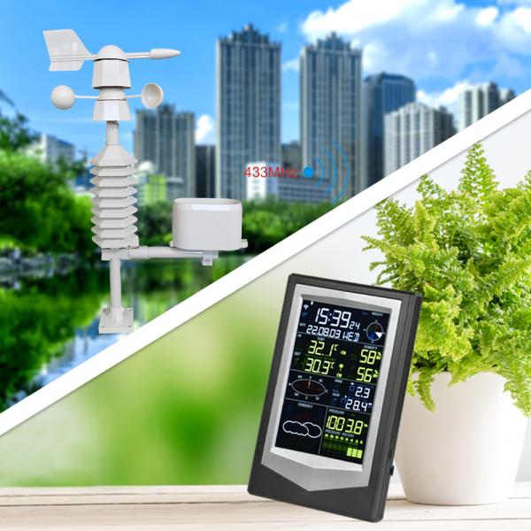 Anemômetro sem fio para medição precisa da velocidade do vento em estações meteorológicas domésticas solares