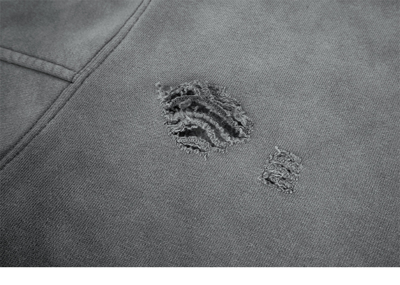 400G Heavyweight Fleece Lined Gradient Washed Distressed Hoodie, Oversized American Retro Pullover Hooded Sweatshirt 4 Colors Cross-Border Wholesale