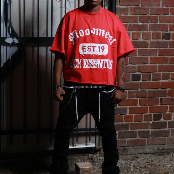 100% coton découpé T-shirt surdimensionné Homme en détresse T-shirt découpé T-shirt découpé