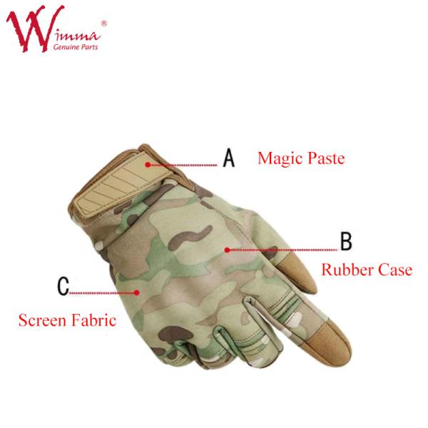 Luvas de motocicleta poliéster suave Camuflagem