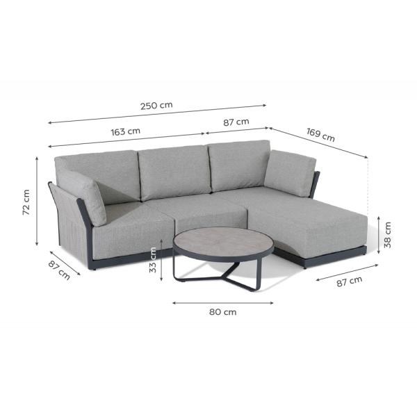 Villa Backyard L Shape Sectional Sofa with All Weather Fabric and Aluminum Frame by AJUNION