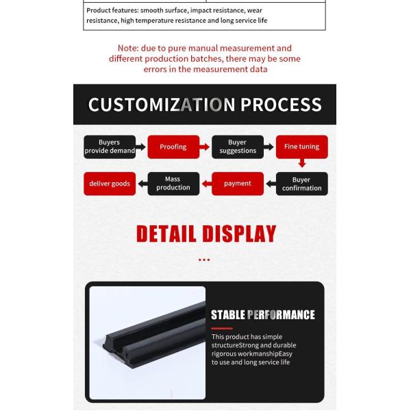 5 mm a 1000 mm de perfil ABS ASA perfil PE extrusión de plástico de uso de la tira resistente a la abrasión