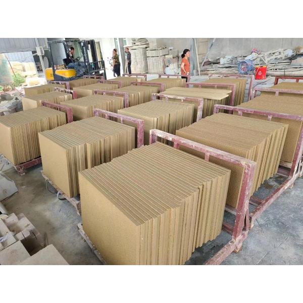 15mm Natural Yellow Sandstone Tiles Sandblasted Finish Sandstone Paving Tiles