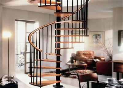 Contemporary Loft Spiral Staircase , Steel And Wood Prefabricated Spiral Staircases
