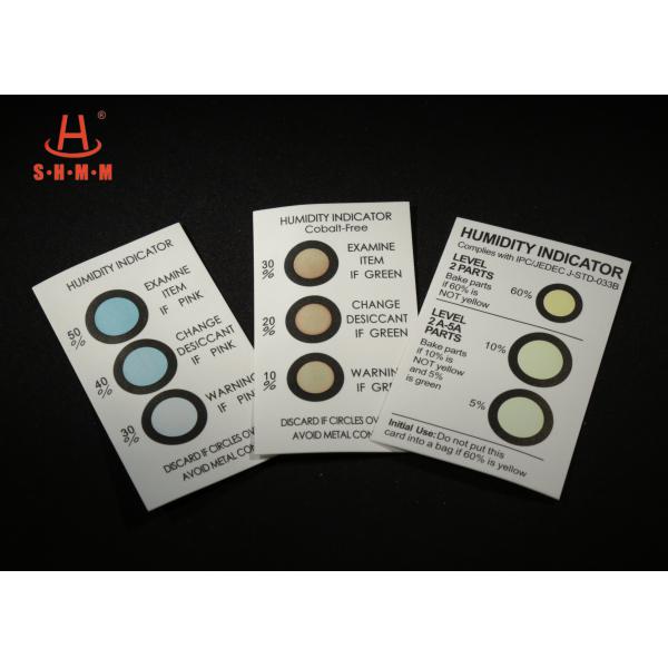 Safe 3 Dots Humidity Indicator Card 5% 10% 60% , Yellow To Green Card Color Change For Synthetic Material