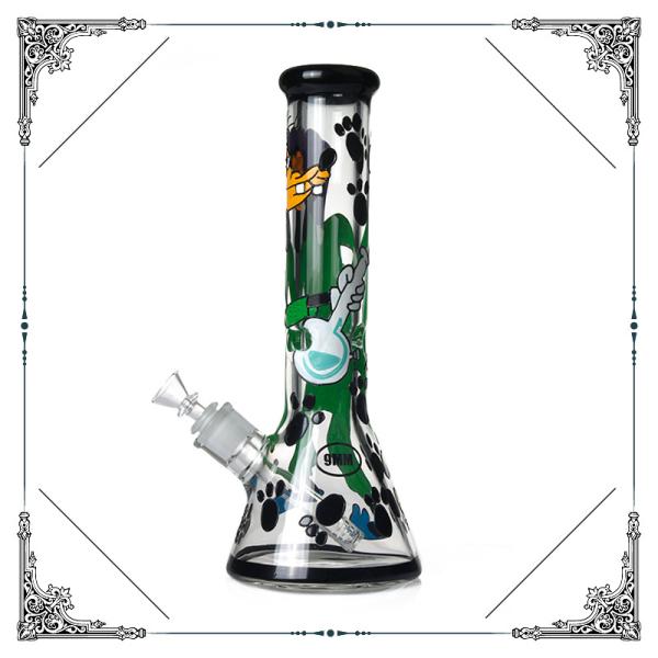 Cartoon Art Bong 9MM Borosilicate Glass Smoking Water Pipe With 14.4mm Bowl