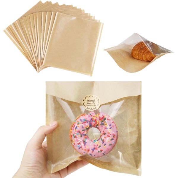 7.1*7.5 Inches Bakery Paper Bags Eco Friendly Toast Paper Bag With Window