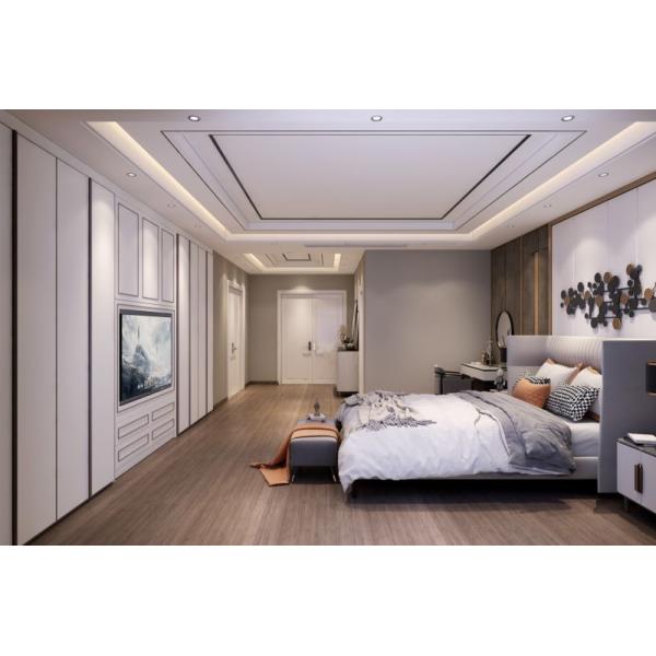 Modern Black White Lines Full Height Wardrobe With Integrated TV And Superior Storage