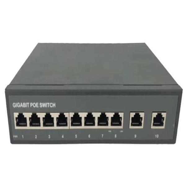 Metal Full Gigabit POE Ethernet Switch 8 Ports 2 Uplink Ports