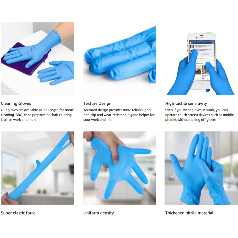 Haixin Powder Free Food Grade Work Hand Medical Disposable Nitrile Gloves