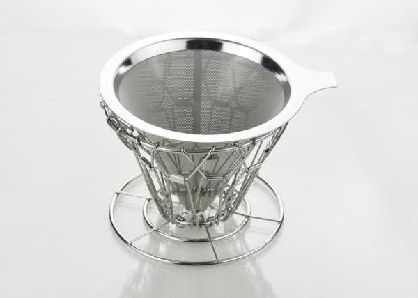 Stainless Steel Pour Over Coffee Dripper With Folding Stand Silver Color