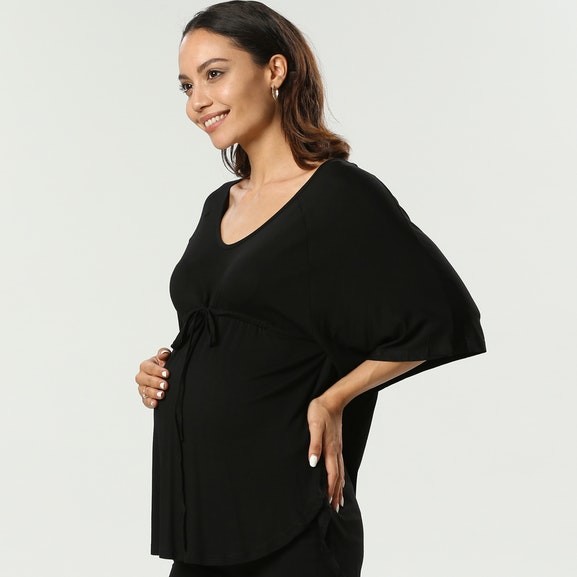 Newest Design Women Top with Batwing Sleeves & Waistband