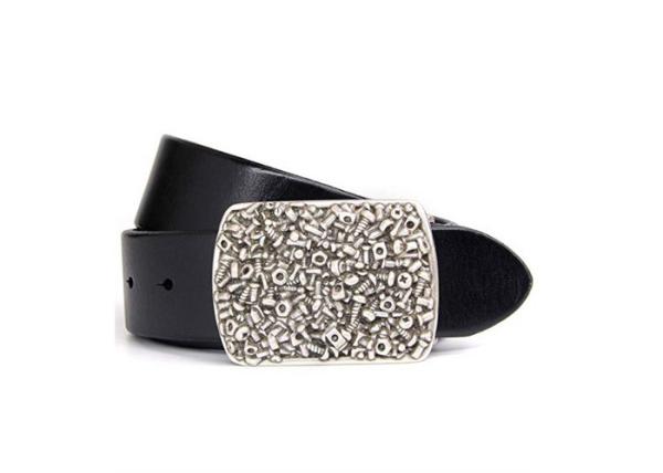 1-1/2” Wide Vintage Thick Mens Casual Leather Belt With Real Anti - Silver Studs Buckle