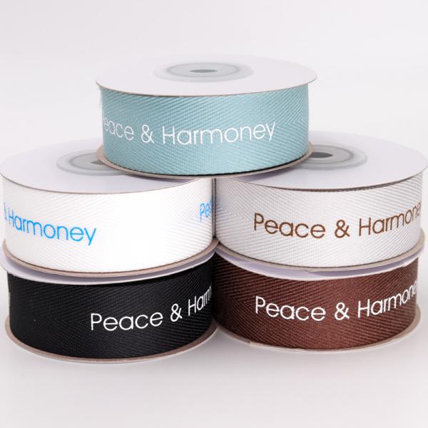 Custom Logo Decorative Satin Ribbon Various Color Polyester / Cotton Material