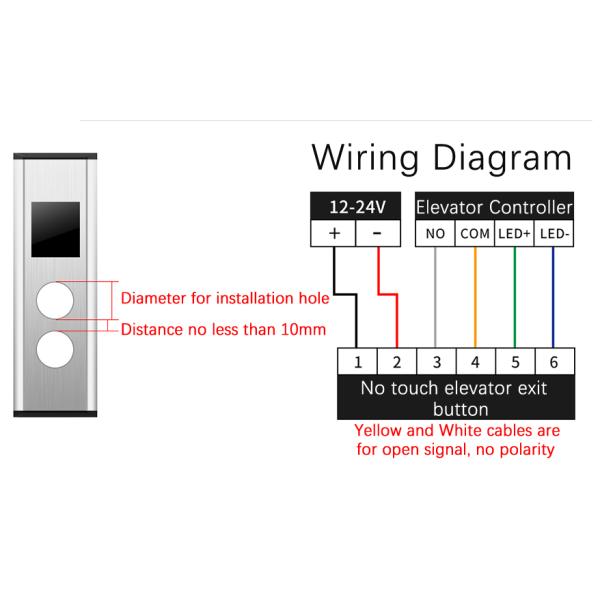 No Touch 12mA 3cm Action Infrared Exit Button 12-24VDC Infrared For Elevator