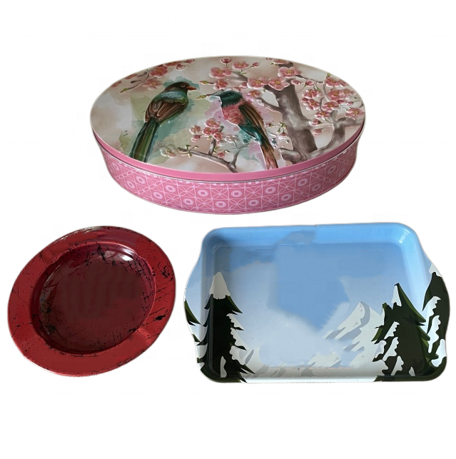 Round Candy Tin Cans Plate Small Dish Diameter 135mm for Food Biscuit Cookie Cake Gift Snack
