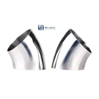 Sanitary Welding Connection Forged SS304 316L 45 Degree Elbow for Oil Water Gas Milk