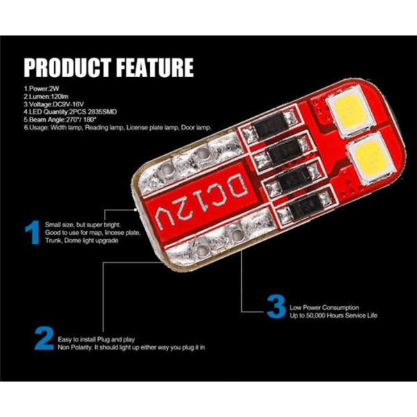 T10 W5W 168 194 2835SMD Car Interior White LED Lights