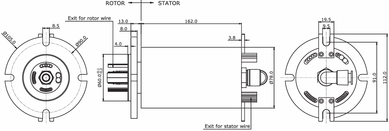 Gas / Fluid Integrated Slip Ring IP54 For Industrial Robots / Marine Industry