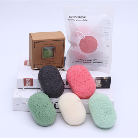 Oval Natural Exfoliating Skincare Sponge Facial Konjac Sponge 8.5*8.5*2.5cm