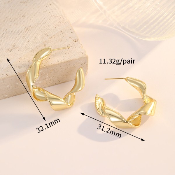 Jiexing Fashion 18k Gold Plated Stainless Steel Earrings Petal C Shaped Irregular Folding Women's Earring Accessories