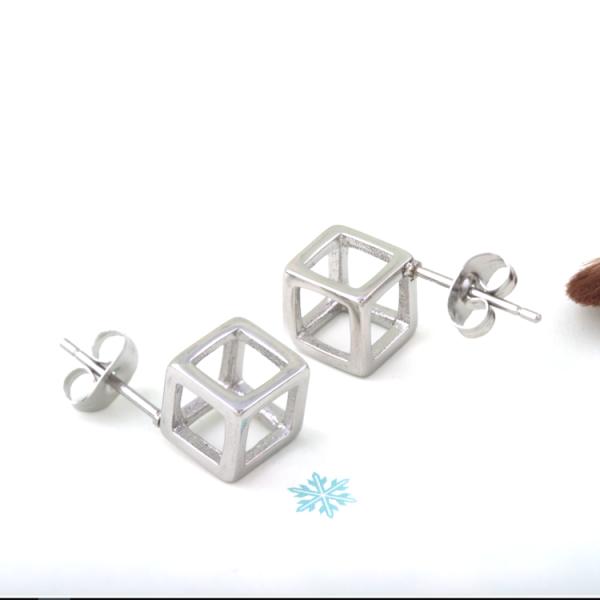 Stainless Steel Square Stud Earrings, Pierced earrings, Square Gold plated Stainless Steel Earrings