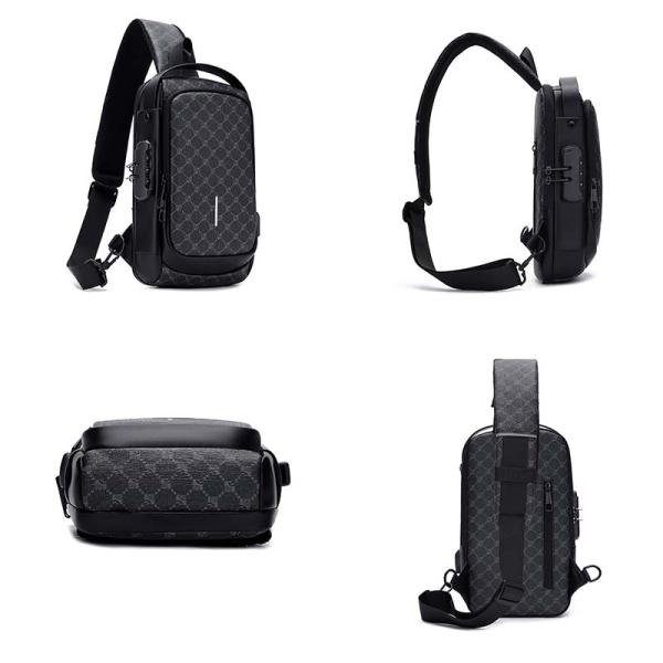 Business Anti Theft Chest Men's Messenger Bags USB Cross Body Bag Custom Brand