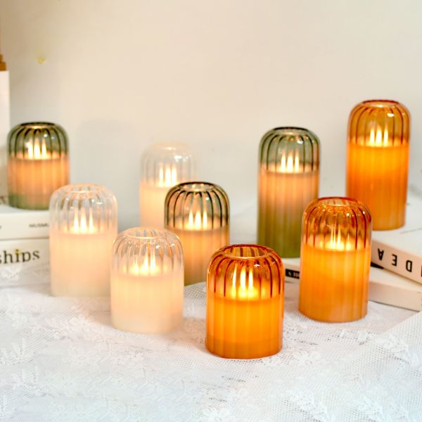 Sage Green Flameless Candles with Remote Control and Timer Function for 350 Hours of Warm LED Light