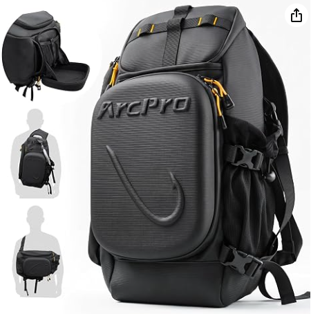 Fishing Sling Pack, EVA Hardshell with Foldable Workstation, Water-Resistant Convertible Front/Back Tackle Bag for 2×3600 Trays, Saltwater Freshwater Crossbody