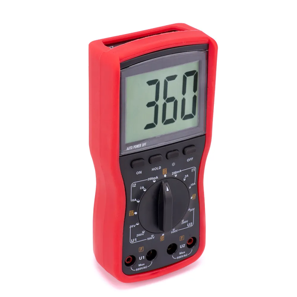 Dual Clamp Digital Phase Volt-Ampere Meter with 500V/10A Measurement Range, LCD Display and Auto Power Off