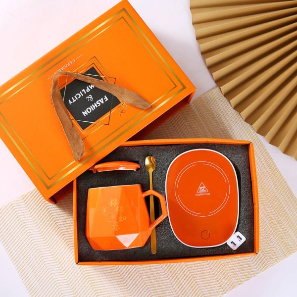 Customized Office Home Gift Set Eco-Friendly Ceramic Water Coffee Cup with Heater Mug