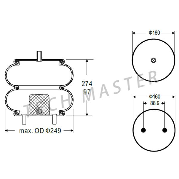 Firestone W01-358-6940 / Contitech FD200-19 450 Double Convoluted Air Spring For Truck