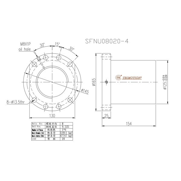 Vis à billes TBI SFNU08020 pour robots de manutention de plaquettes