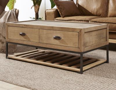 Pine Wood Trunk Living Room Table , Vintage Steamer Trunk Coffee Table With Drawers