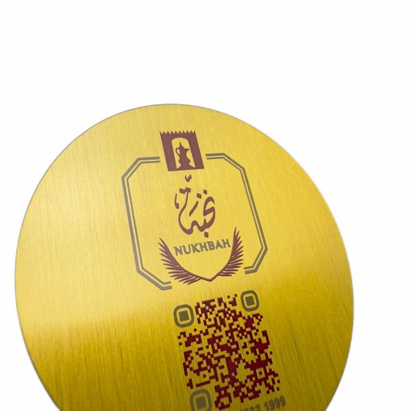 Custom Aluminum Gold Base Plate Label Red Printing Nameplate Metal Barcode Tag