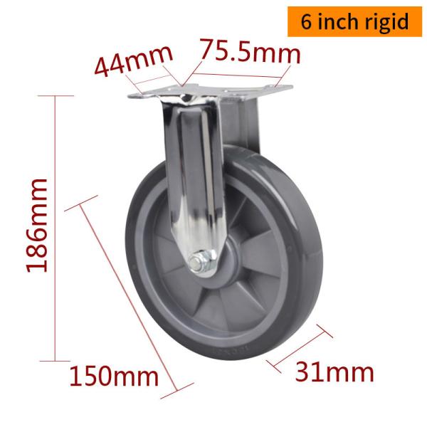 EDL Industrial Plate Swivel Casters 150mm 6inch 130kg Load Chrome Coating