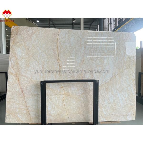 Polished Spider Golden Marble Slab Ideal for Modern Villa Wall Floor Graphic Design
