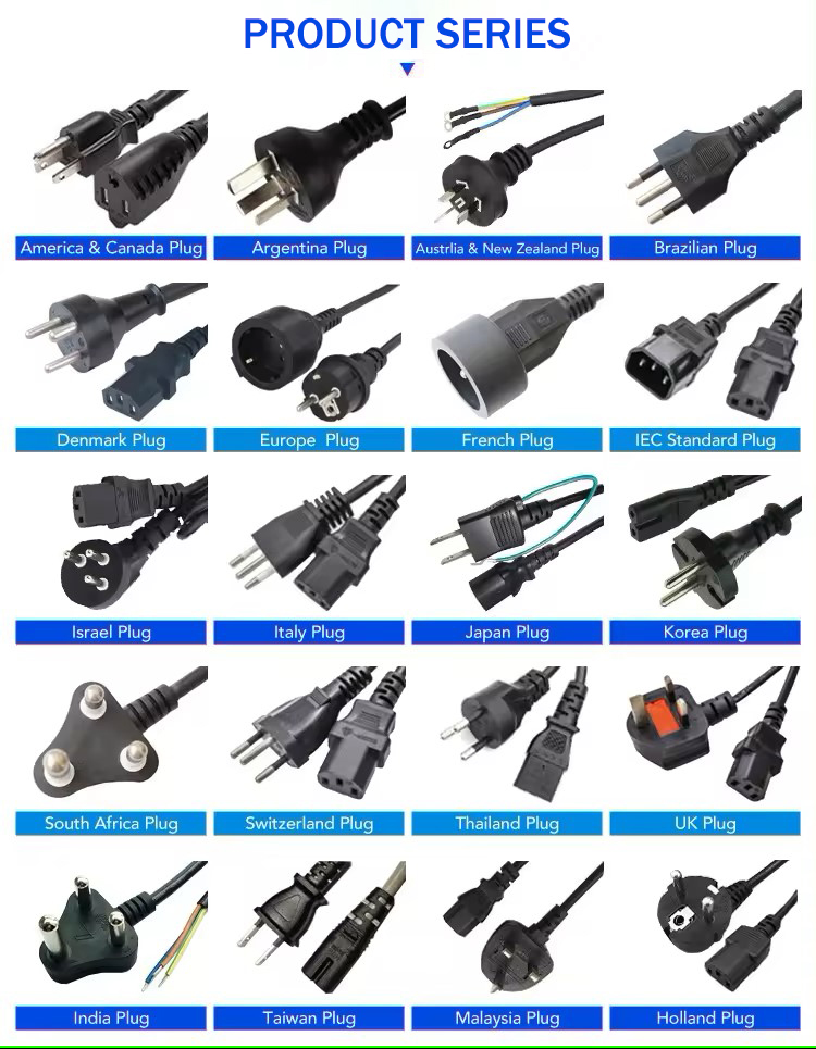 3 Pin EU Plug Standard ABS+PC Fireproof Computer Power Cord AC Power Cord for Home Appliances