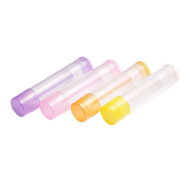 3.5g Plastic Transparent cylindrical Frosted bottle with Purple/pink/yellow/orange cap for empty lipstick tube