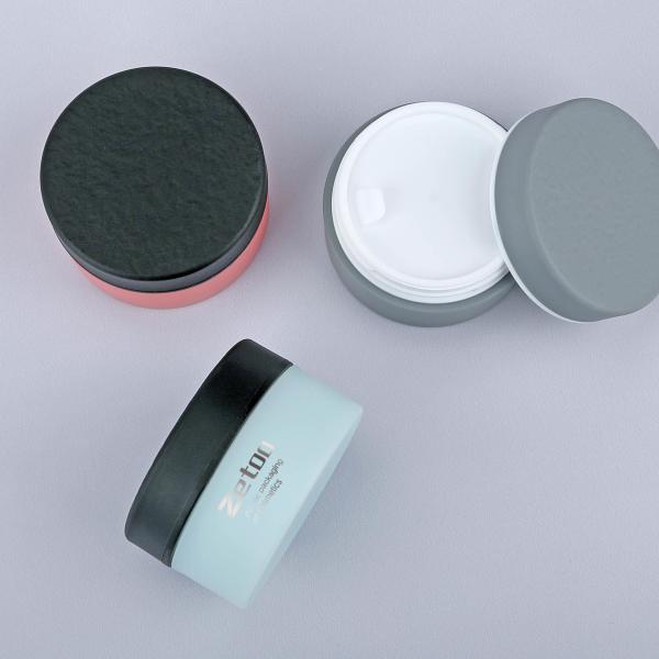 50ml Customized Cosmetic Jar Soft Touch Plastic Cosmetic Cream Jar Two Color With Stone Texture Cap