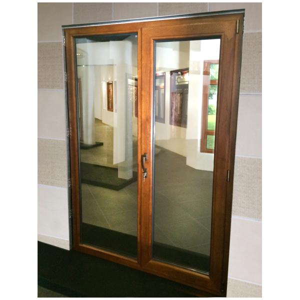 Exterior de madera de núcleo sólido Puertas dobles de empuje y tira estilo francés a prueba de agua