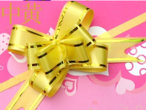 10Pcs 5cm 2in Butterfly Style Golden Edge Pull Ribbon Bows Dark Pink for Gift Packing