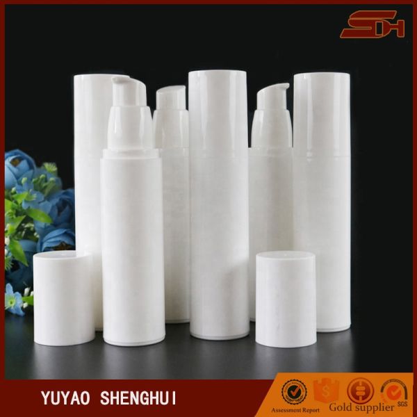 Unique White Cosmetic Packaging 50ml Round Plastic Airless Bottle