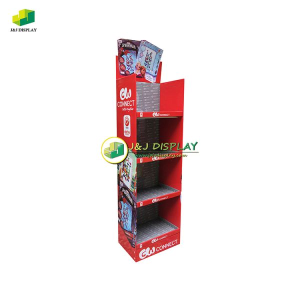 Book Promotion Corrugated Cardboard Display Units Foldable Floor Standing