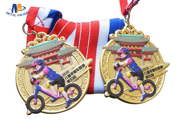 65mm 4MM Children Banlance Bike Medals With Ribbon