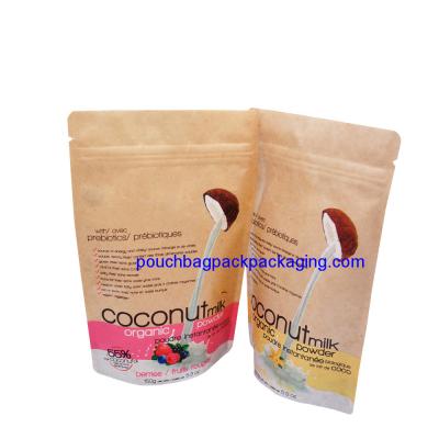 Stand up kraft paper bag, printed doypack kraft paper bag with zipper