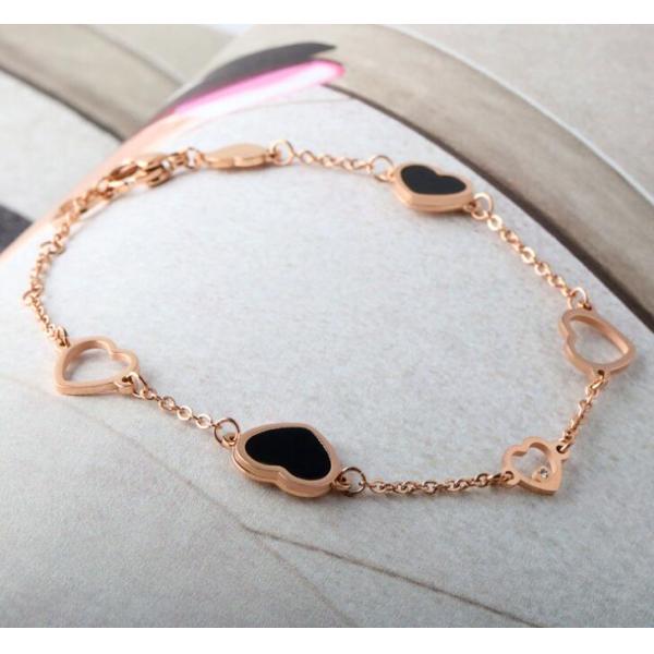 Open Heart Bracelet for Girls Fashion Jewelry White Sheel Heart Design Bangle 18K Rose Gold Open Heart