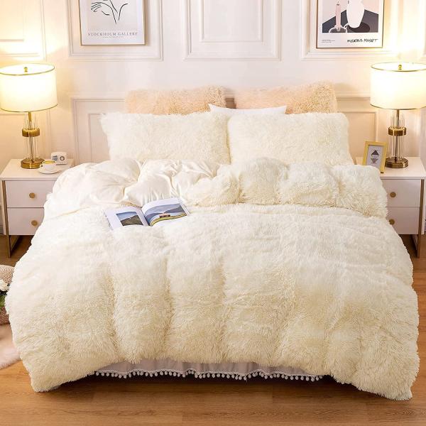 Fluffy Plush Faux Fur Velvet Shaggy Queen King Size Couverture de couette