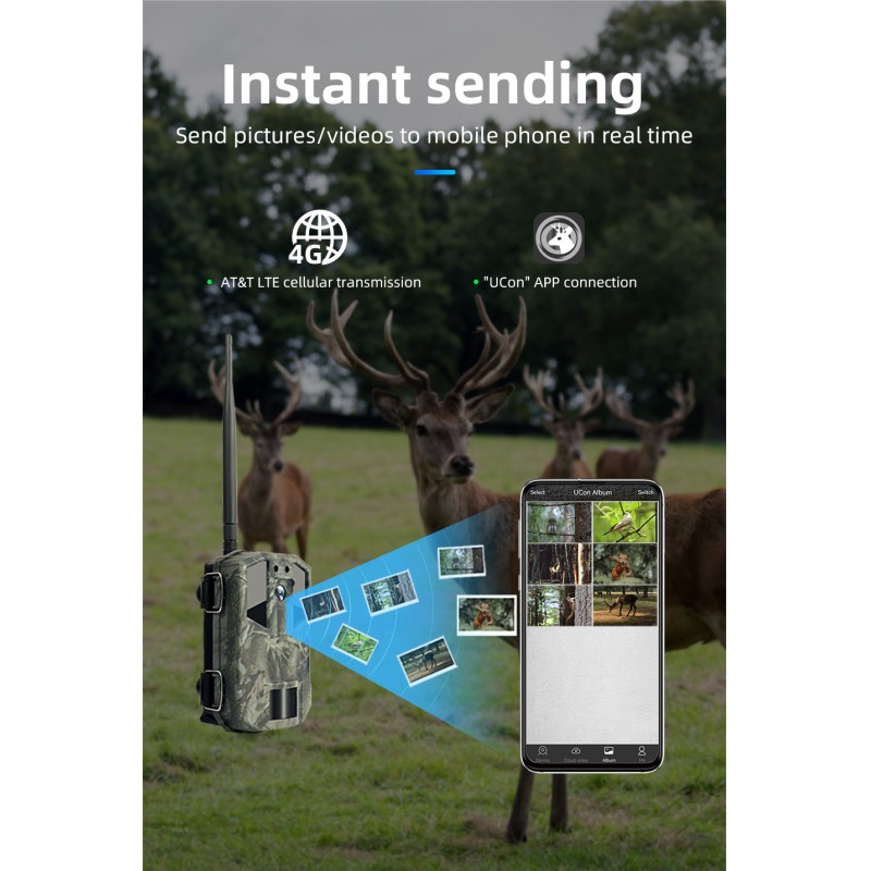 Trail Camera 2.7K Outdoor Game Camera with Night Vision Motion Activated IP56 Waterproof for Hunting 4G LTE Wireless Cellular